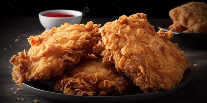 1200x673 Fried Chicken On A Black Plate With