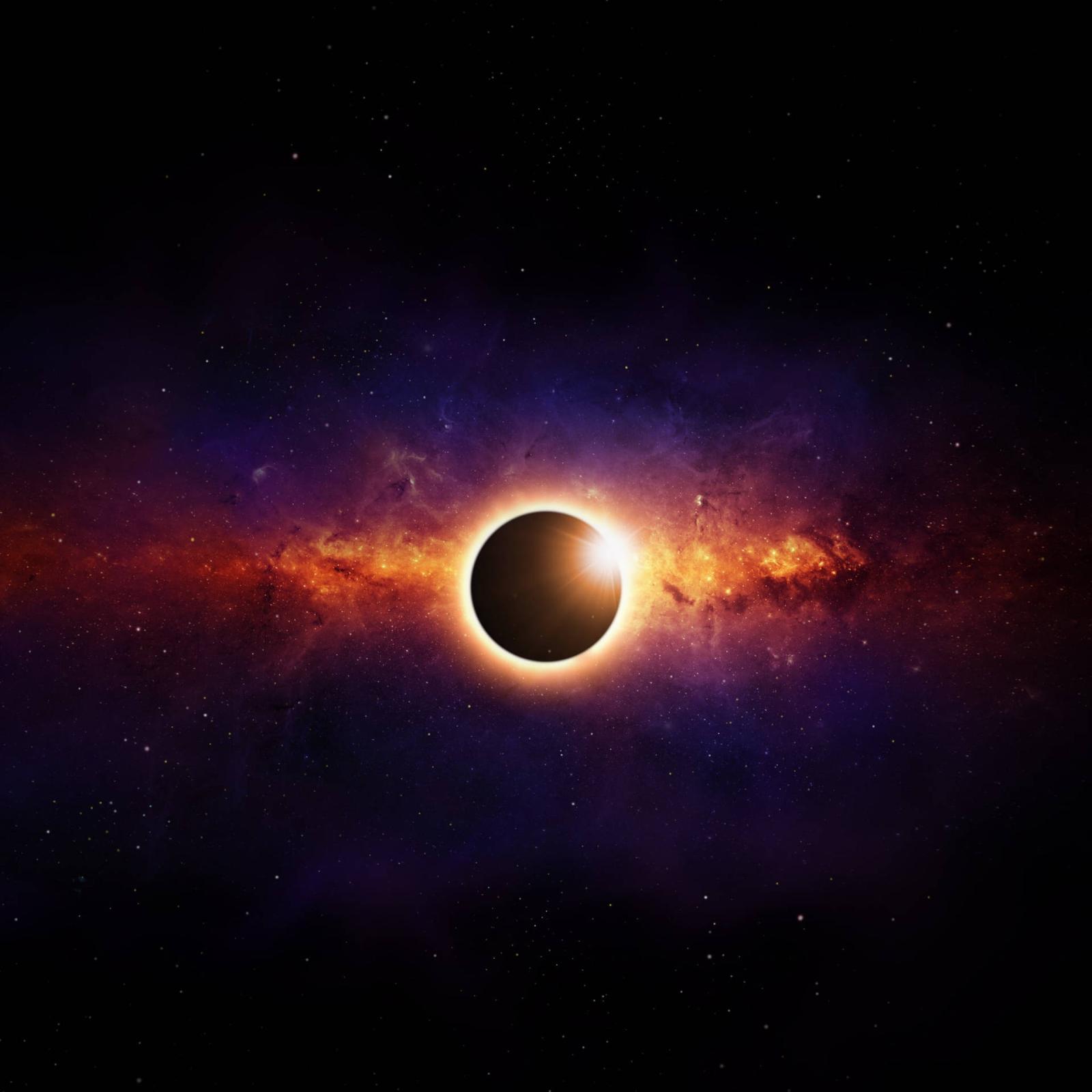1920x1920 Galaxy And Solar Eclipse Wallpaper