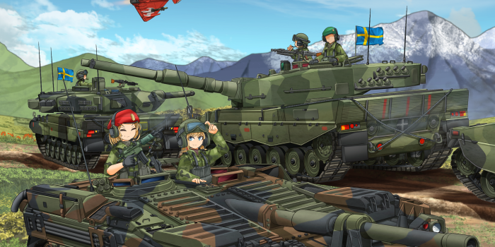 2300x1917 HD Anime Military Tank Wallpaper by みけらん