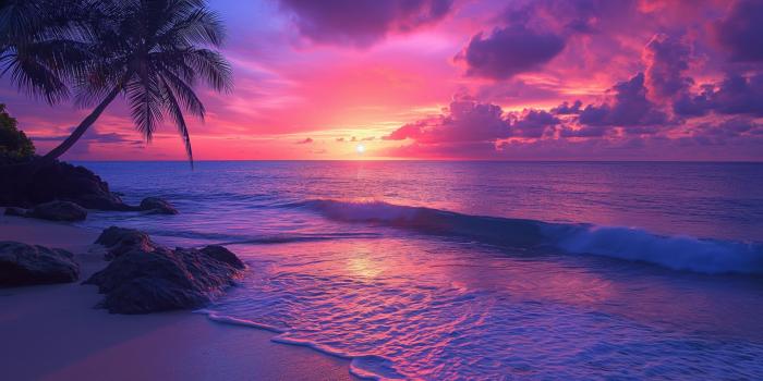 2560x1080 Tropical beach Wallpaper 4K, Aesthetic