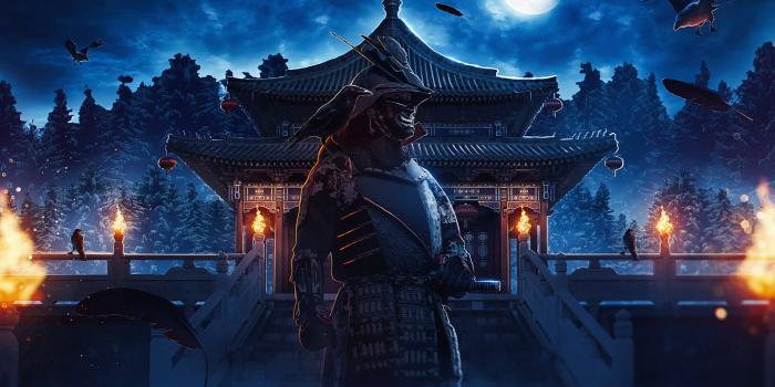 3840x2160 Samurai in Outside a Temple [3840x2160