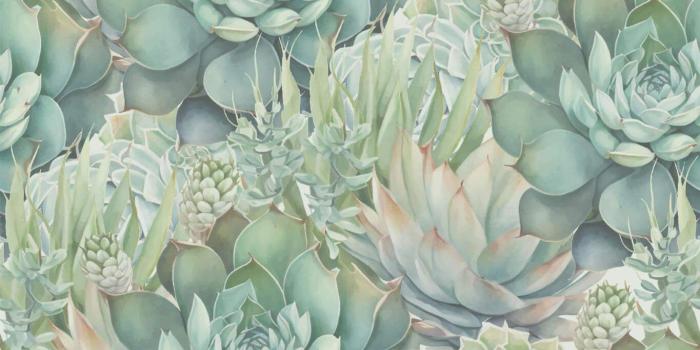 1365x2048 Sage Succulent Peel and Stick Wallpaper