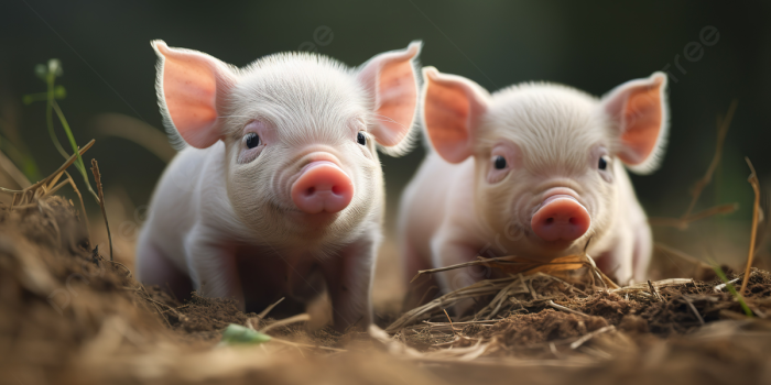 1200x673 Two Tiny White Baby Pigs Looking Toward