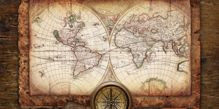 2500x1767 Wallpaper Desk, map, compass