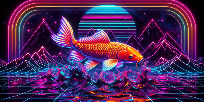 3584x2048 Vibrant Koi Fish Neon Art HD Wallpaper