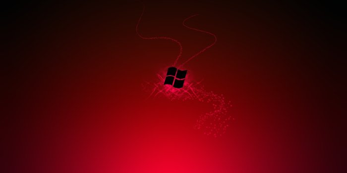 1920x1200 Black Windows 7 on red sparks wallpaper