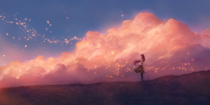 1366x768 1366x768 Anime Girl Sky Clouds Laptop