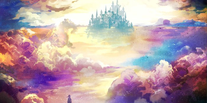 1600x1132 scenery-castle-clouds-water-anime-hd