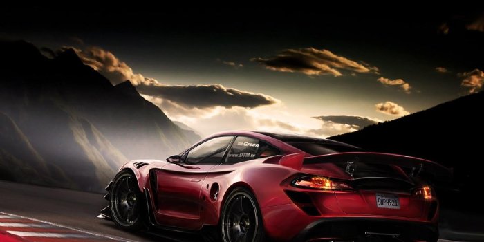 1024x768 Cool Red Sports Racing Car HD Wallpaper