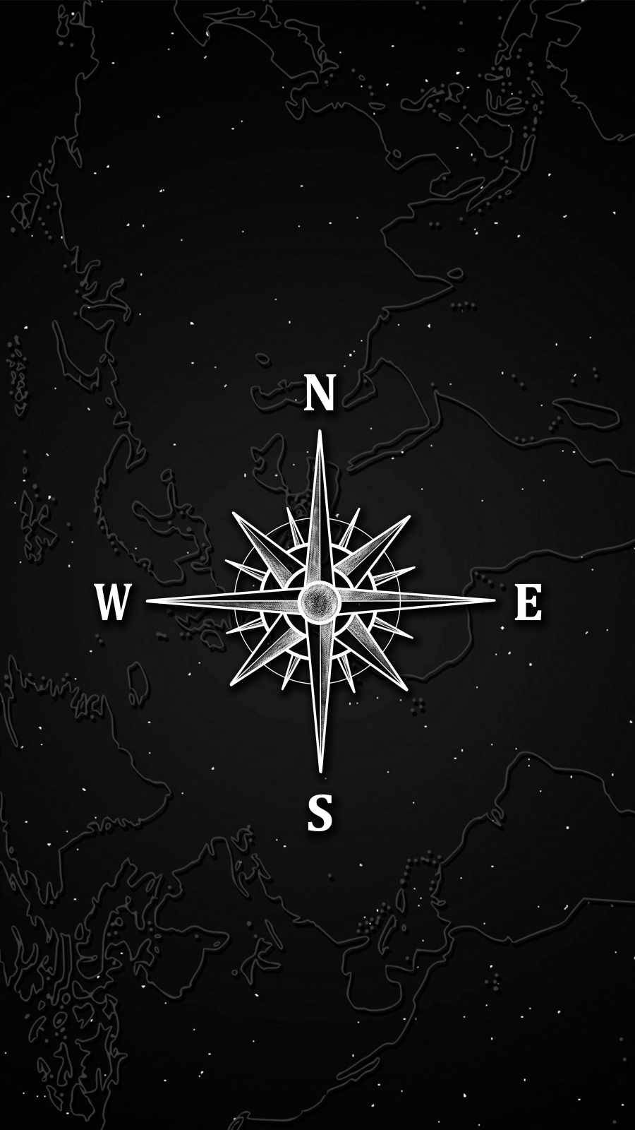 900x1600 Black Minimalist Compass Rose Wallpaper