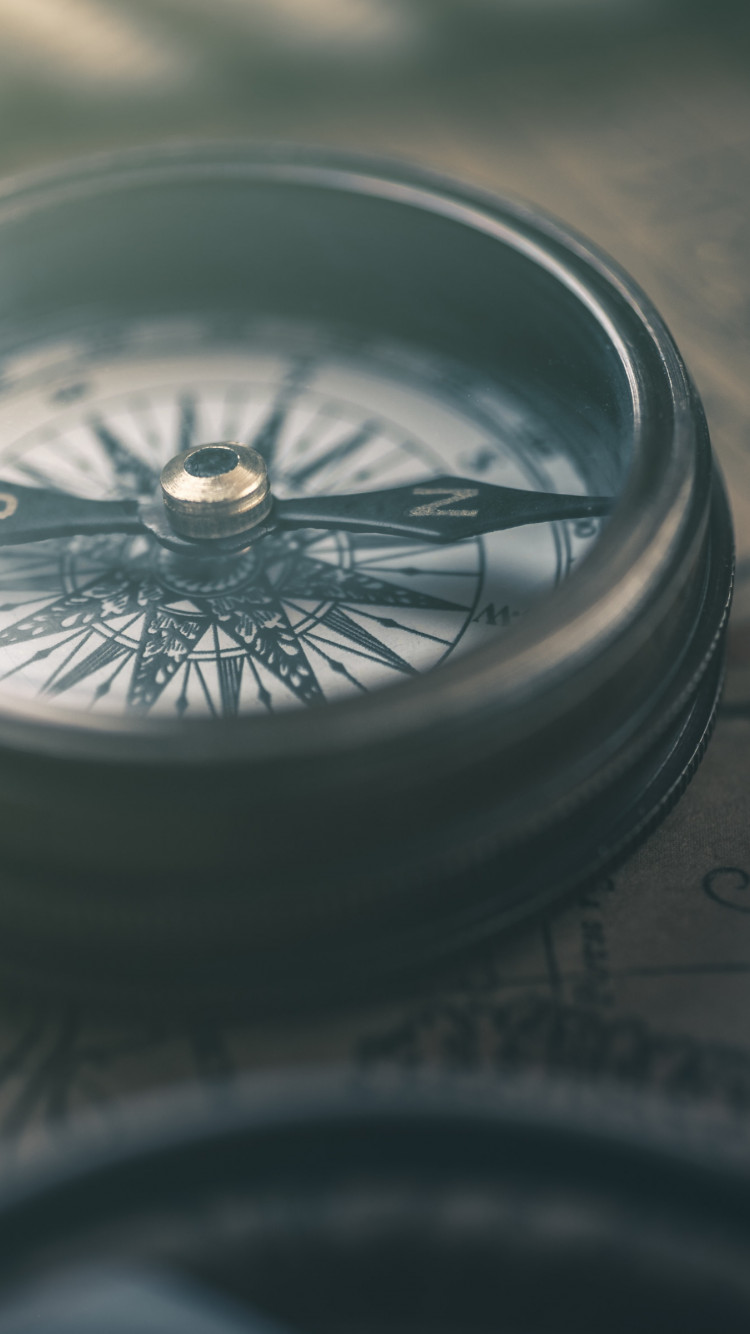 750x1334 wallpaper: Retro map and compass 750x1334