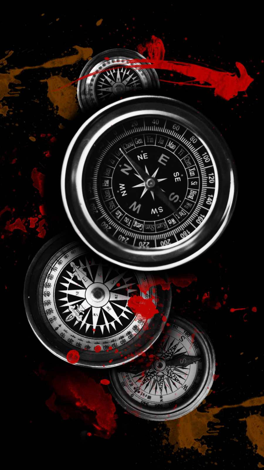 900x1600 Compass With Red Splatter Wallpaper
