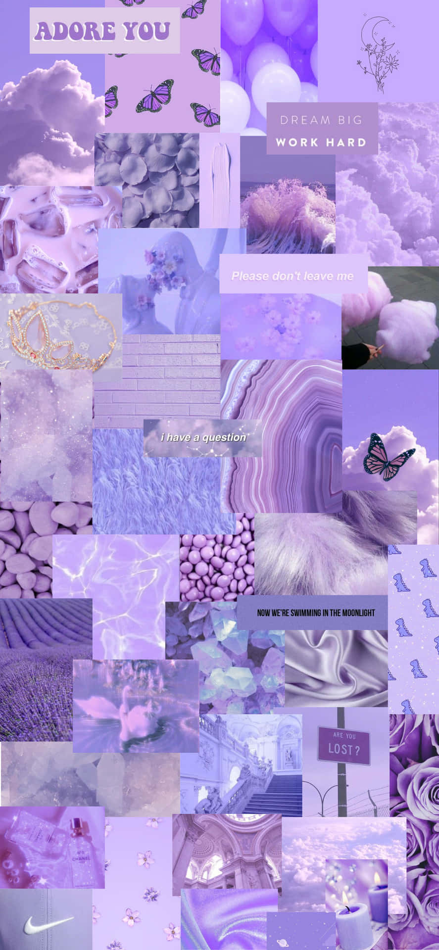 887x1920 Girly Purple Collage Wallpaper