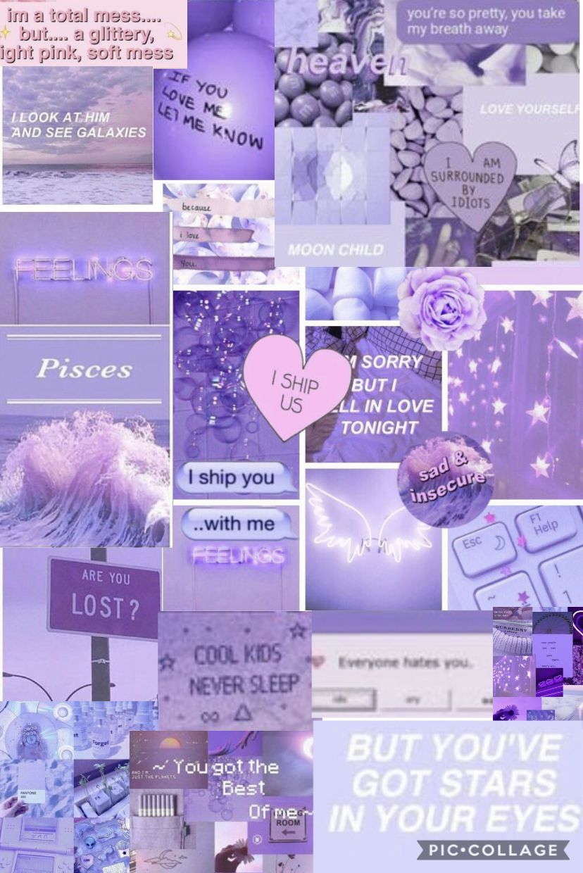 828x1240 Light Purple Collage Wallpapers