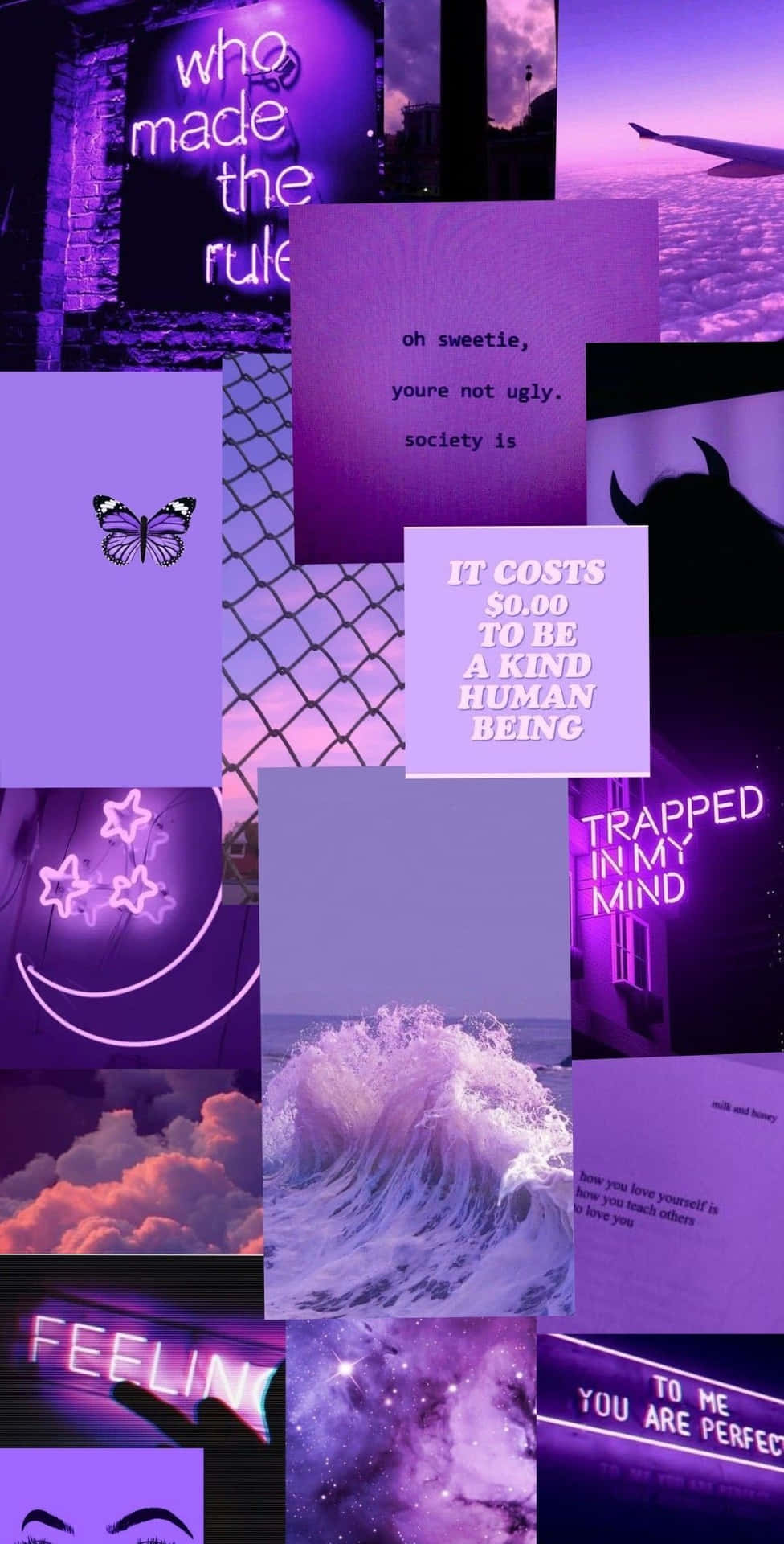 976x1920 Teen Angst Purple Collage Wallpaper