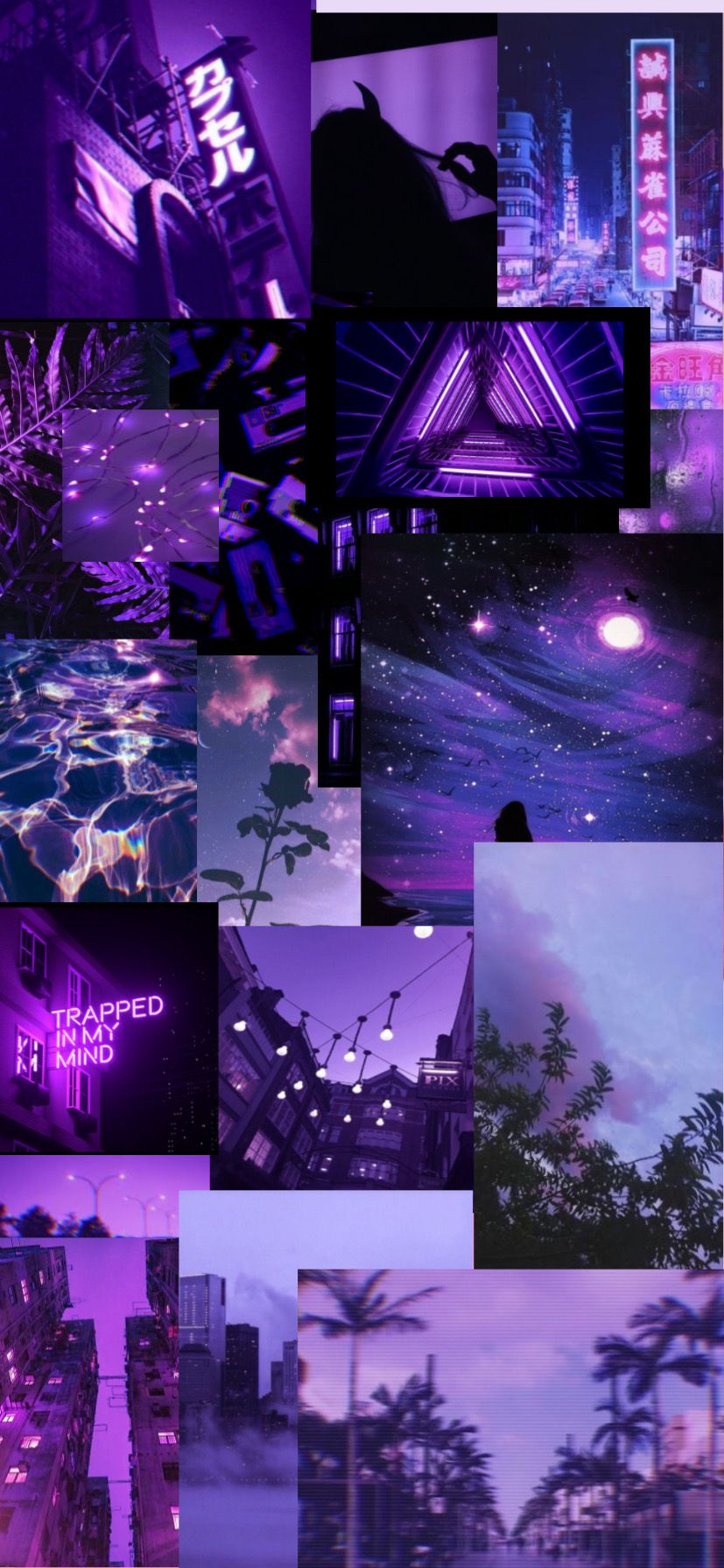 827x1792 Dark Purple Collage Wallpapers