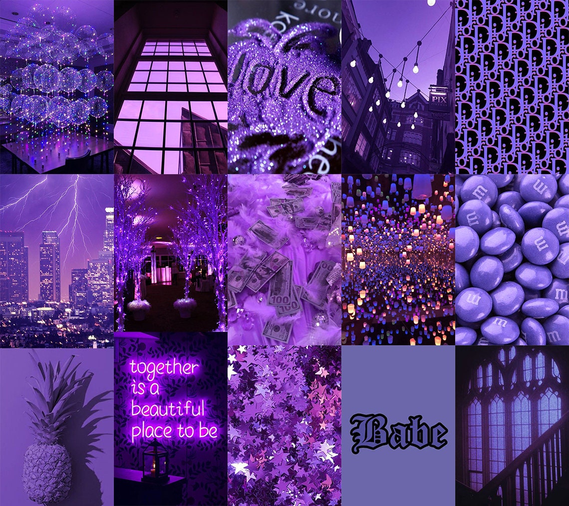 1140x1014 Boujee Purple Wall Collage Kit, Purple