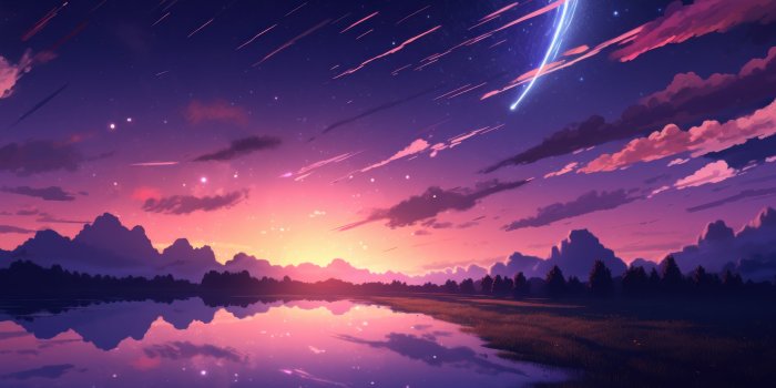 3840x2160 Stars Anime Sunset Scene AI Generated