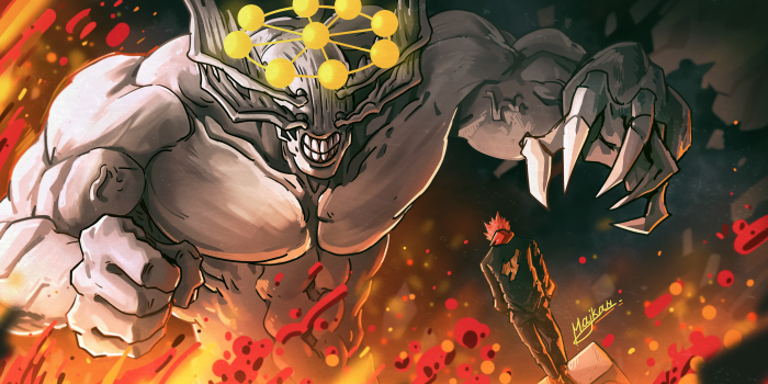 3840x2160 Sukuna vs. Mahoraga Fan Art done by me