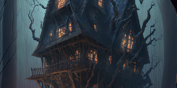 1183x2560 Witch House Forest Aesthetic Wallpaper