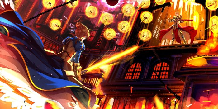 2160x1080 HD wallpaper: Fate Series, Gilgamesh, Saber