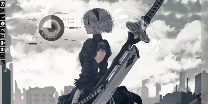 1920x1080 2B From Nier Automata | Rainmeter +