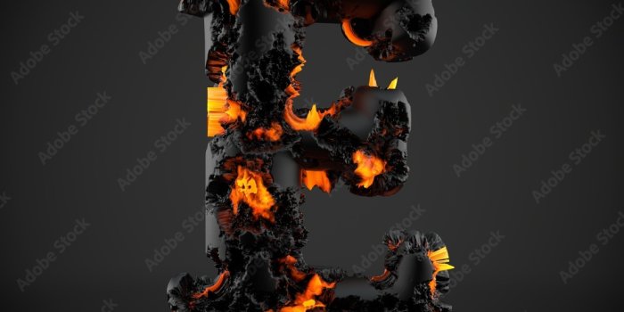 1000x1000 Volcanic alphabet letter E uppercase
