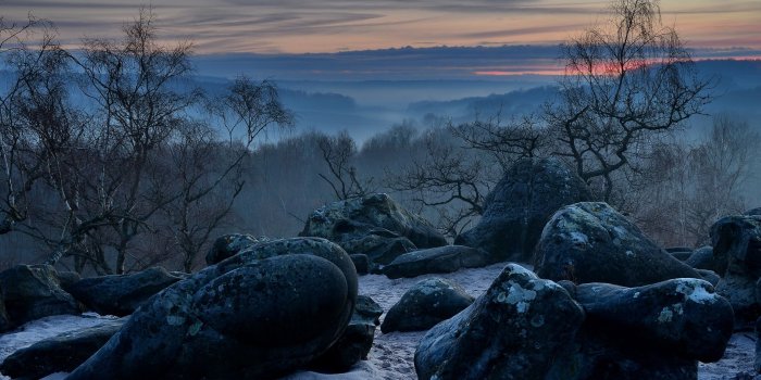 2560x1600 Dark rocks in the mountain wallpaper