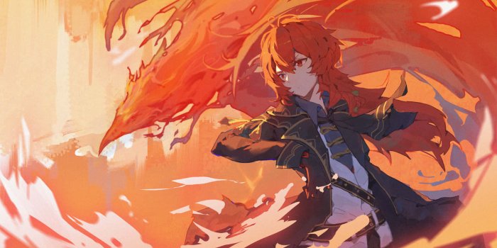1920x1023 Diluc in Genshin Impact Wallpaper
