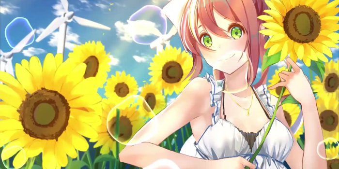 1920x1080 Monika Sunflower Paradise Ddlc Live