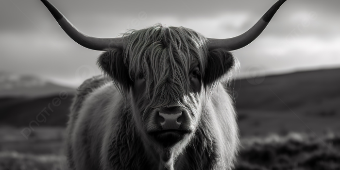 1200x673 Highland Cow In Black And White