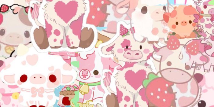 1153x2048 Strawberry cow wallpaper made by me : r