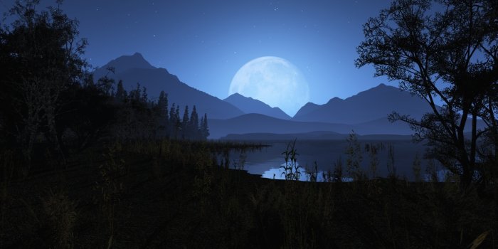 1920x1080 Nature Moon Lake Reflection Night Sky