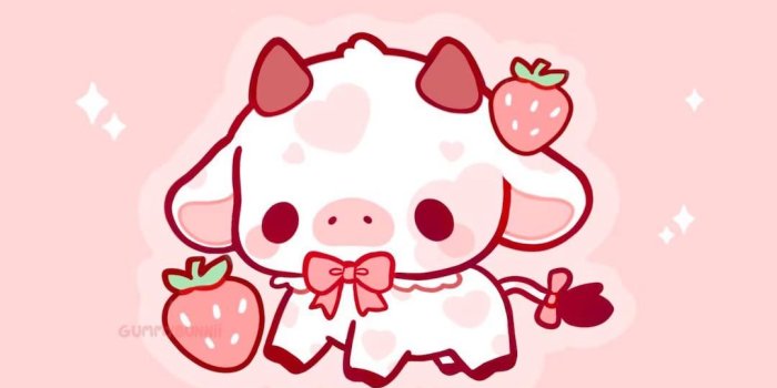 1080x1035 I drew a strawberry cow : r/Kawaii