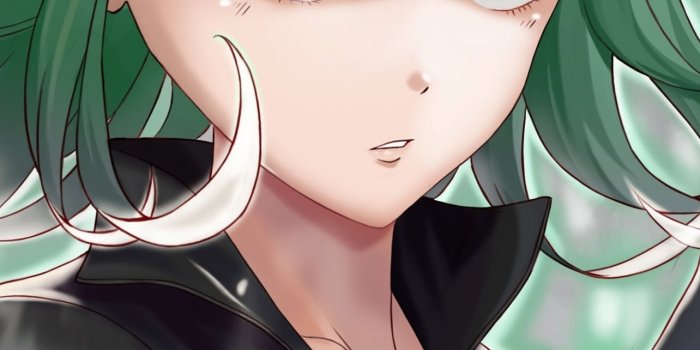 1284x2778 green hair tatsumaki one punch man