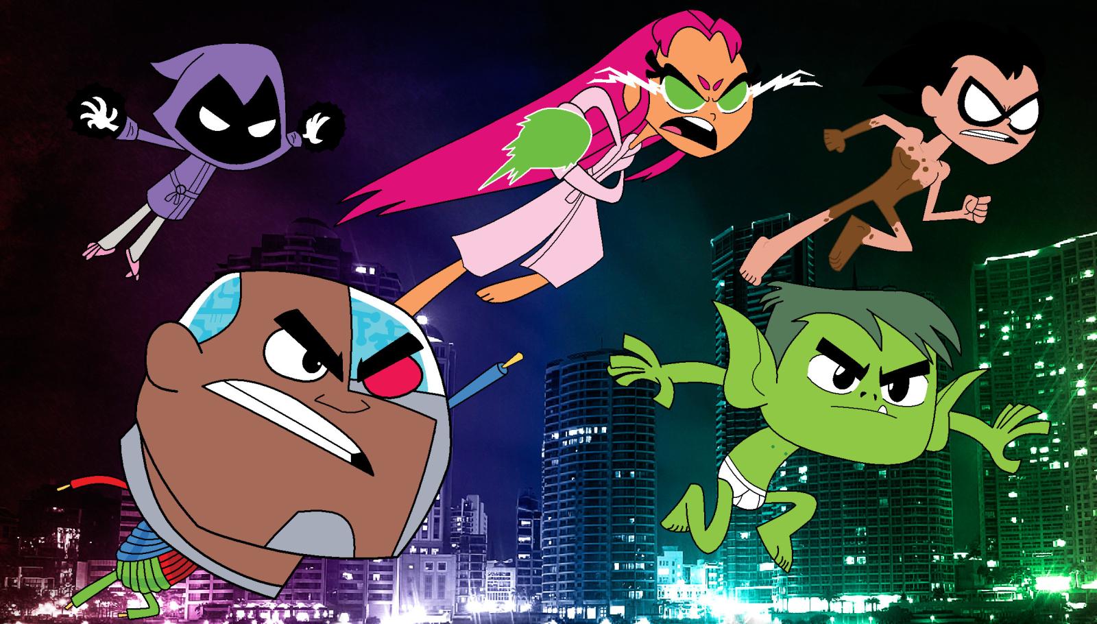 2304x1311 Teen Titans Go! Team in Action - HD