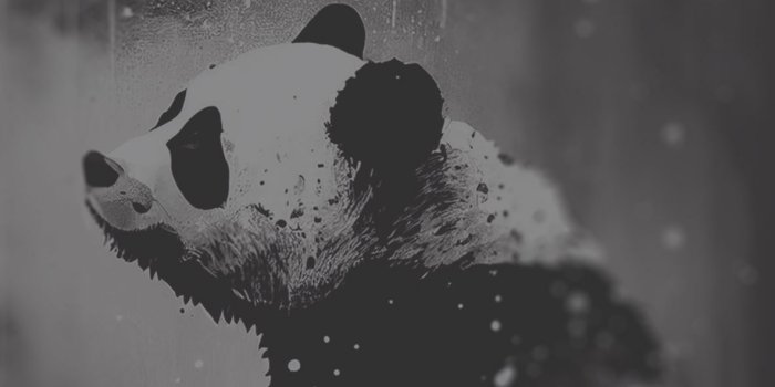 1183x2560 Sad Panda Black & White Wallpaper