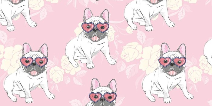 1155x750 Charming Pink Dog Heart Glasses Mural