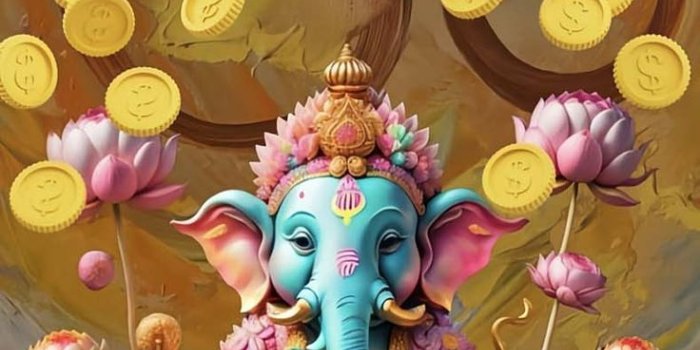 736x1399 God Ganesh Money iPhone Wallpaper 4K