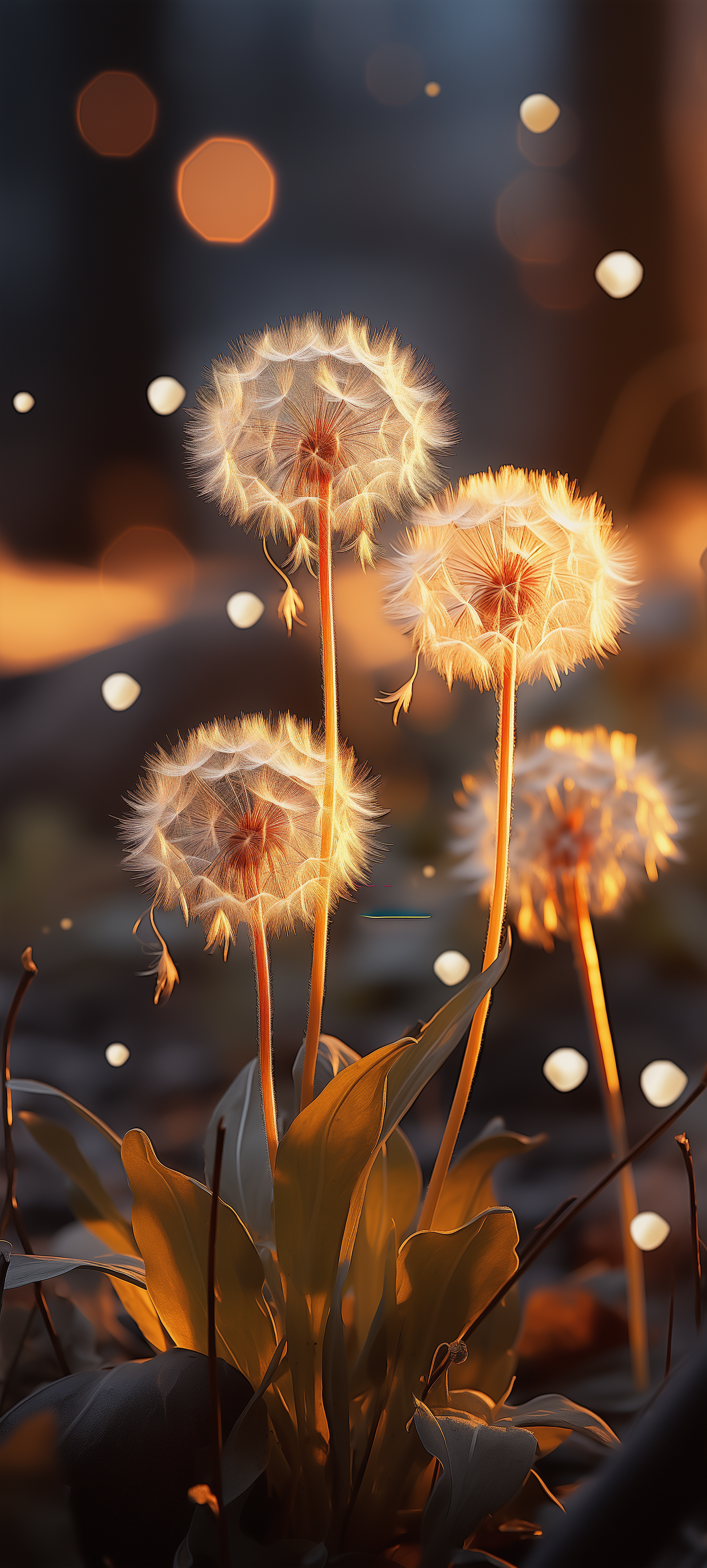 1472x3264 Glowing Dandelion Delight - Phone