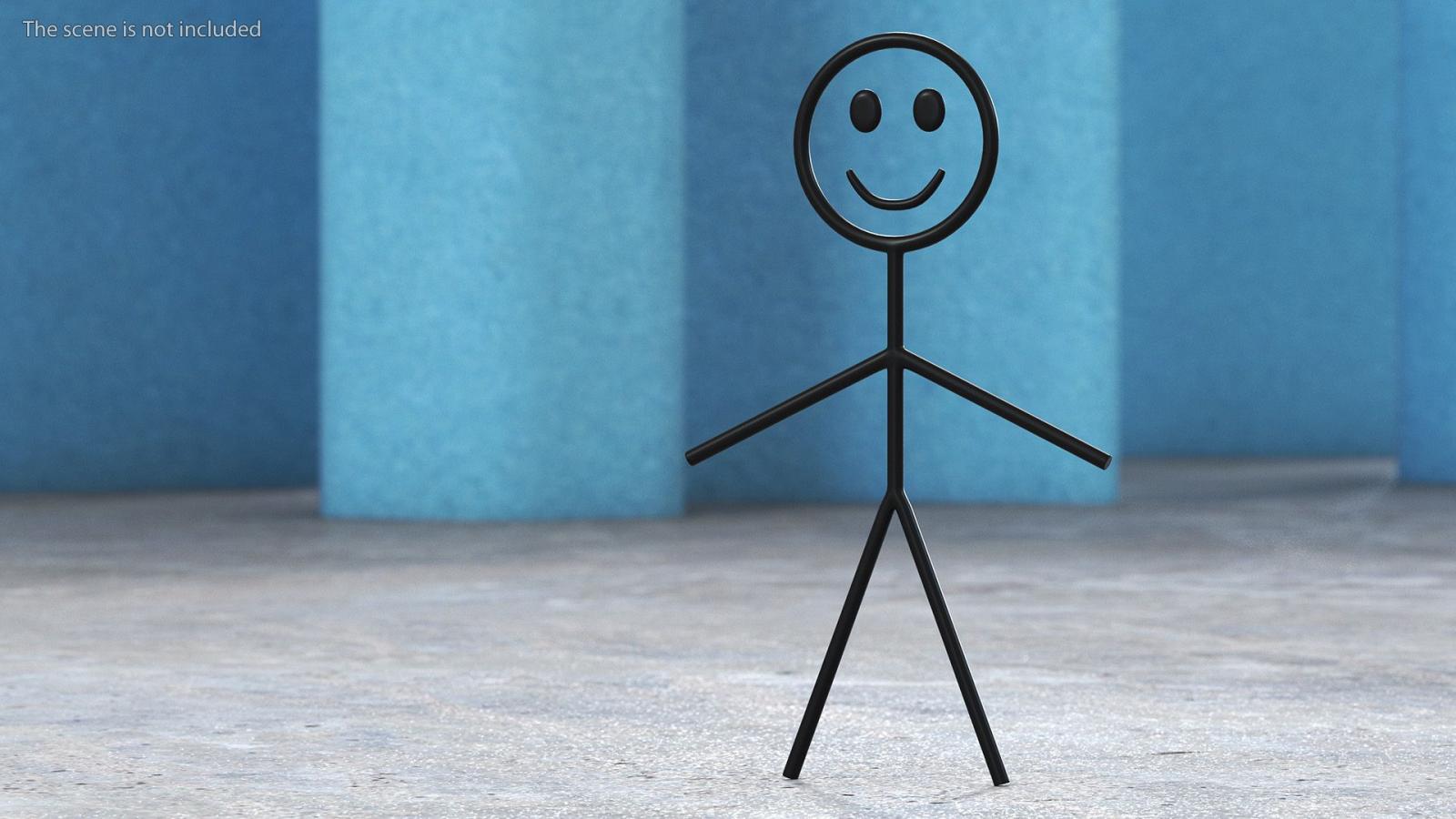 1920x1080 Stickman Black Rigged for Cinema 4D 3D