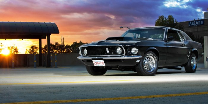 1920x1280 Wallpaper rays, sunset, mustang, 1969