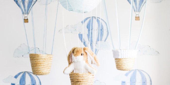 1100x1100 Wallpaper with blue air balloons by
