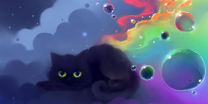 1920x1080 Digital Art Of Kawaii Cat Colorful