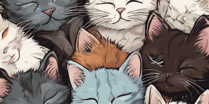 720x1260 cartoon kittens, snuggling together