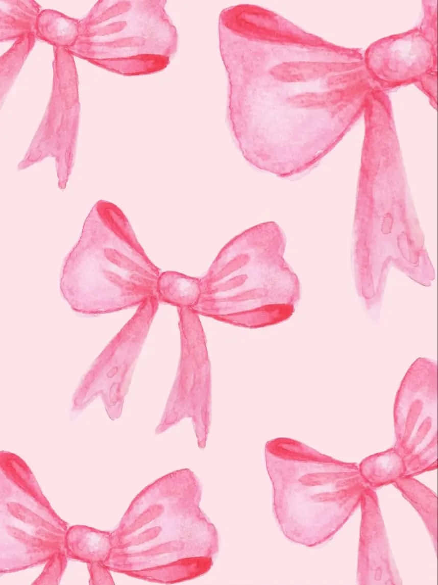 858x1146 Pink Watercolor Bows Pattern Wallpaper