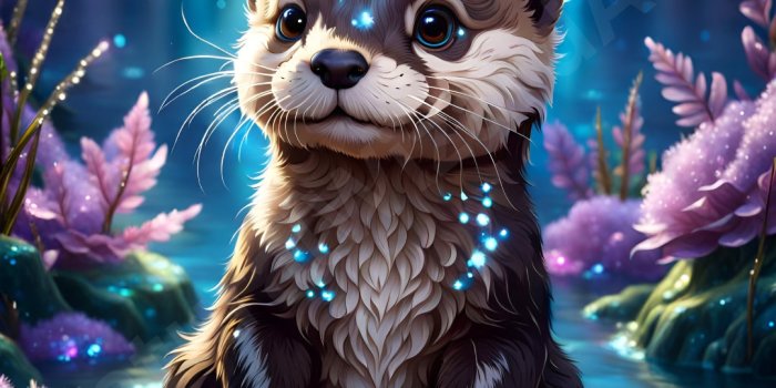 1080x1080 Glitter Otter Sparkly Digital Art