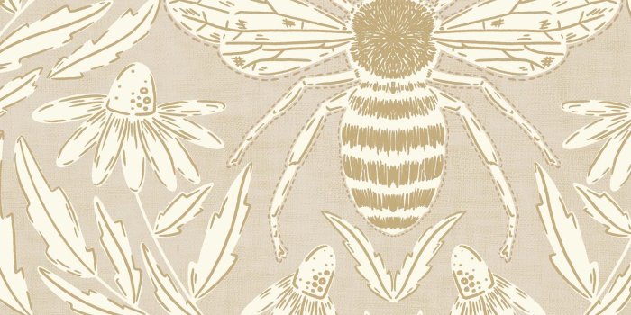 1445x1445 Honey Bee Meadow Wallpaper - Sand