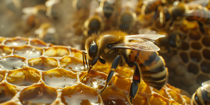 2912x1632 Honey Bee on Hive Wallpaper HD by