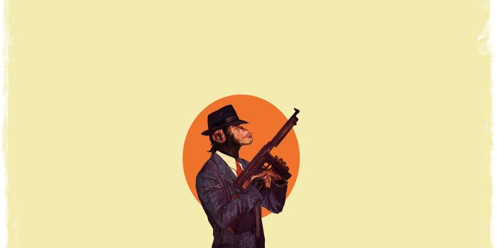 1920x1080 Wallpaper gun, monkey, sun, boss